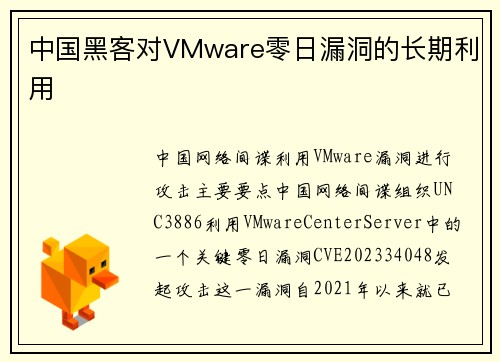 中国黑客对VMware零日漏洞的长期利用 